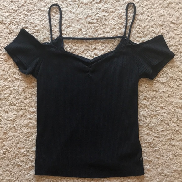 American Eagle Outfitters Tops - AEO | Black Ribbed Crop Top